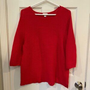 JJill lightweight red knit sweater; size L; great condition